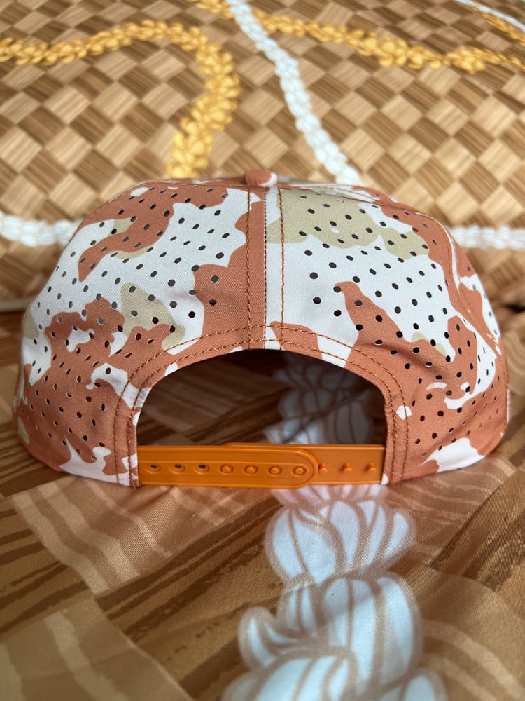Image of WAIMĀNALO SnapBack hat (Desert Camo/Red)