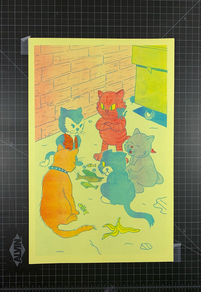 Image of Alley Craps - 11” x 17” risograph print