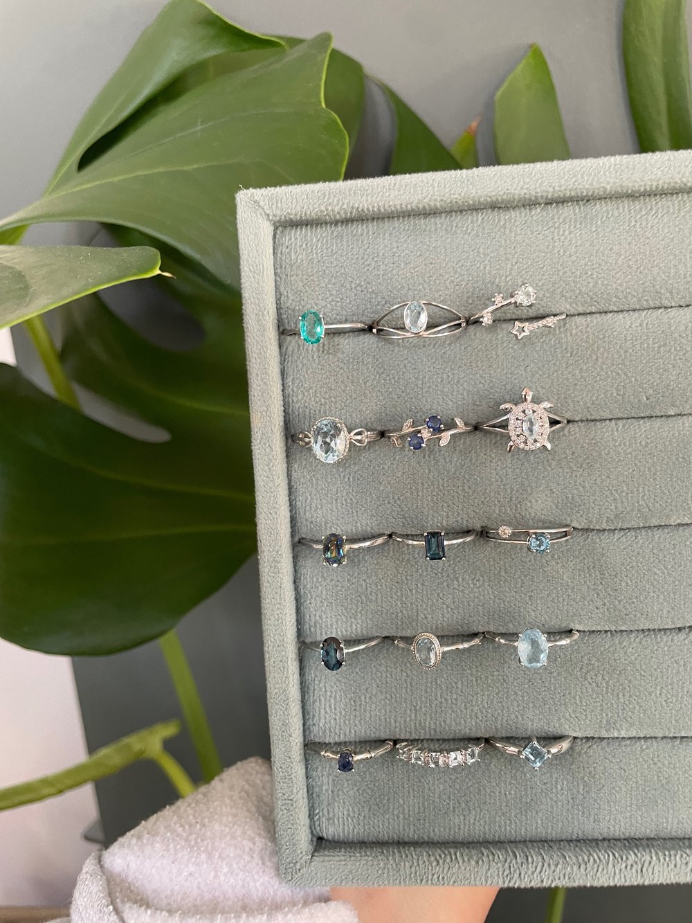 october blue crystal rings!