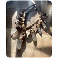 Image 2 of SALE - The Oakley Necklace - Clear Quartz Crystals and Tan Leather 