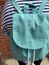 Image 1 of Mini Organic Cotton Backpack with Leaf Design 