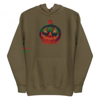Image 18 of Long Sleeve Hoodie (Adult M/F) - Jack O Lantern Retro Orange Glow