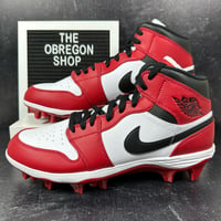 Image 1 of NIKE AIR JORDAN 1 MID TD CHICAGO 2023 MENS FOOTBALL CLEATS SIZE 10 LEATHER WHITE BLACK RED NEW