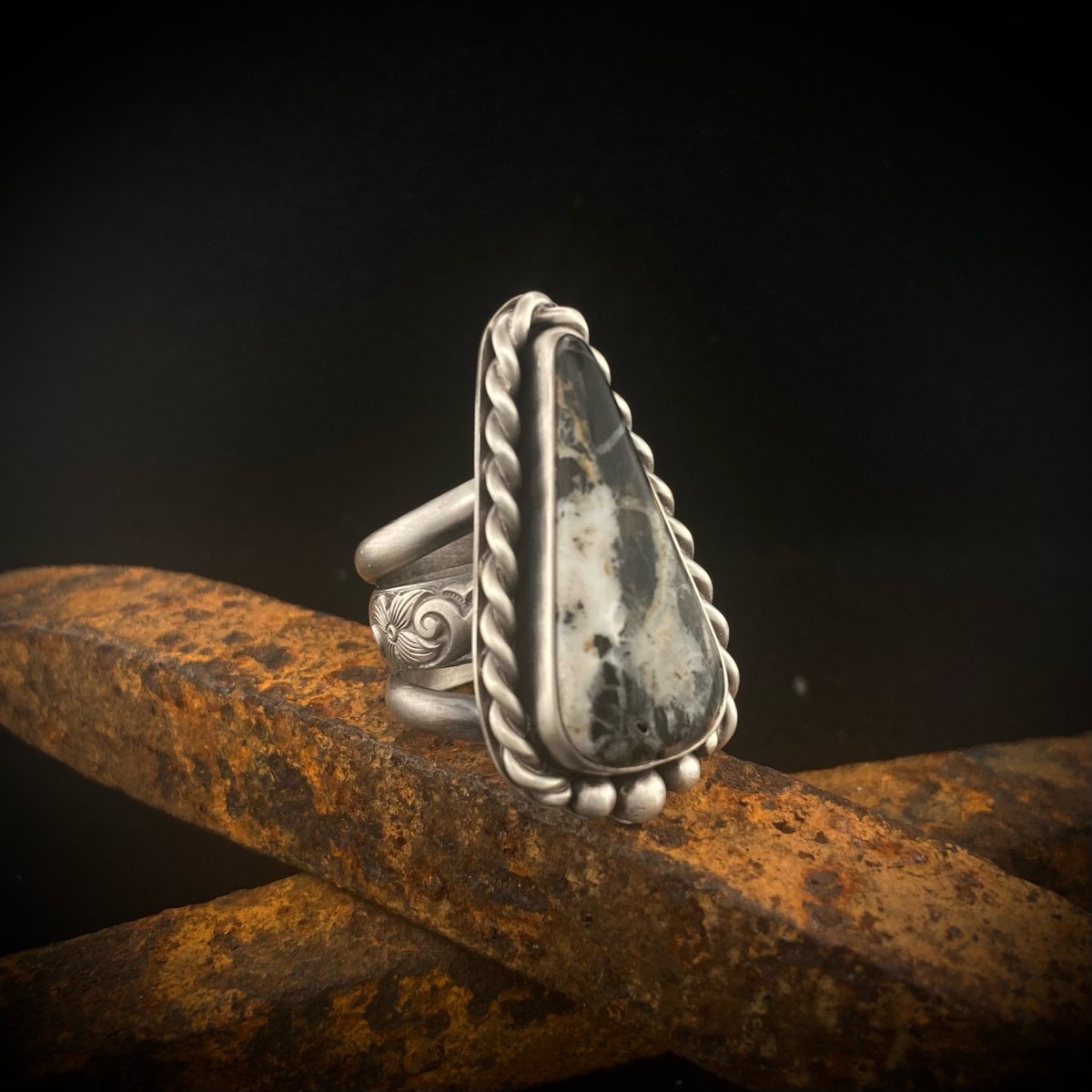 White Buffalo Turquoise Ring 6