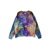 Image 1 of XL Unisex Ring Spun Cotton Blend Crew Sweatshirt in Earthy Rainbow Watercolors Ice Dye