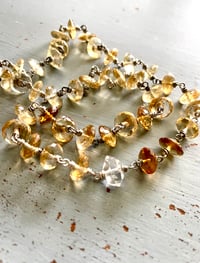 Image 3 of faceted wire wrapped citrine and herkimer diamond necklace