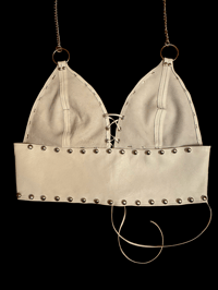 Image 3 of White lace up top M