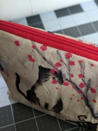 Image 1 of Asian Watercolor Cats and Sakura Zippered Clutch Bag