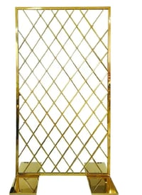 Image 2 of Gold Stainless Steel backdrop stand with candles holders 7.5 FT