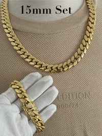 Image 8 of Miami Cuban Link Chain/Bracelet Set, Handmade Real 14k Gold Plated (Five Times Plated)