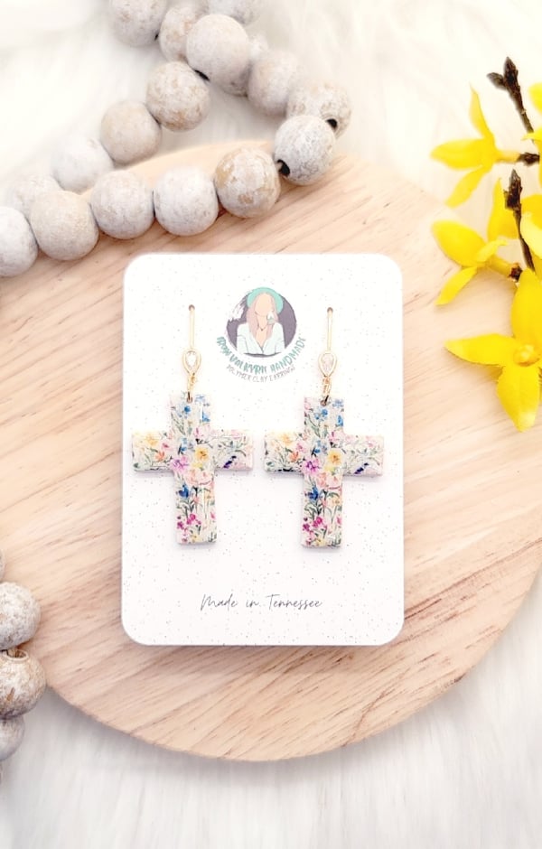 Image of Floral Cross Dangle