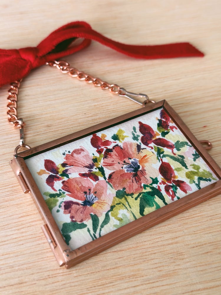Image of Holiday Hollyhock - Heirloom Watercolor Ornament