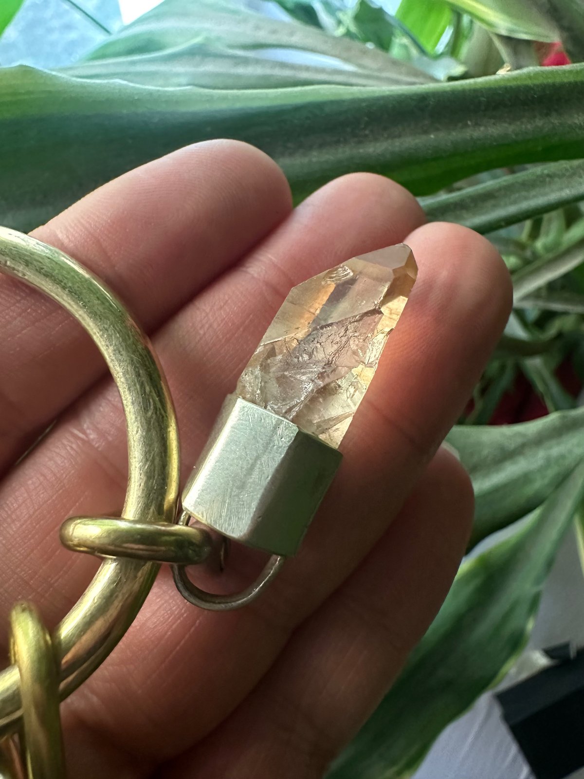 Rutilated quartz Triple Goddess necklace 1