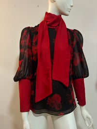 Image 5 of Dark roses tie neck top