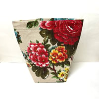 Image 1 of Fifties Flaming Florals Barkcloth Bag