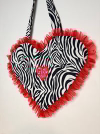 Image 1 of Girl Power Heart Bag – Zebra & Red Ruffle Edition 🦓 ❤️