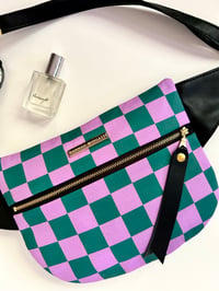 Image 6 of Purple & green checkered crossbody 