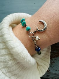 Image 1 of Turquoise Nugget Bracelet With Moon Charm