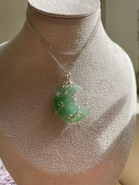 Image 2 of Green Aventurine Silver  Moon Necklace 