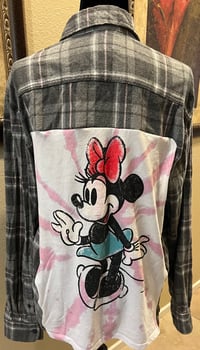 Vintage Gray/Pink Flannel Shirt Minnie Mouse