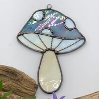 Image 4 of Iridescent Blue/Pink Mushroom Suncatcher 