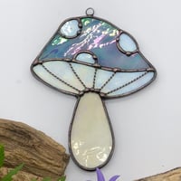 Image 4 of Iridescent Blue/Pink Mushroom Suncatcher