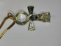 Image 4 of Clear quartz and Herkimer diamond Golden Ankh