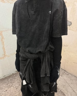 Image of ÒLĮNE - Bròken Pòlò Shirt (Dirty Black)