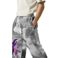 Image 4 of Unisex Black Watercolor Purple Baphomet Goat Wide-leg joggers