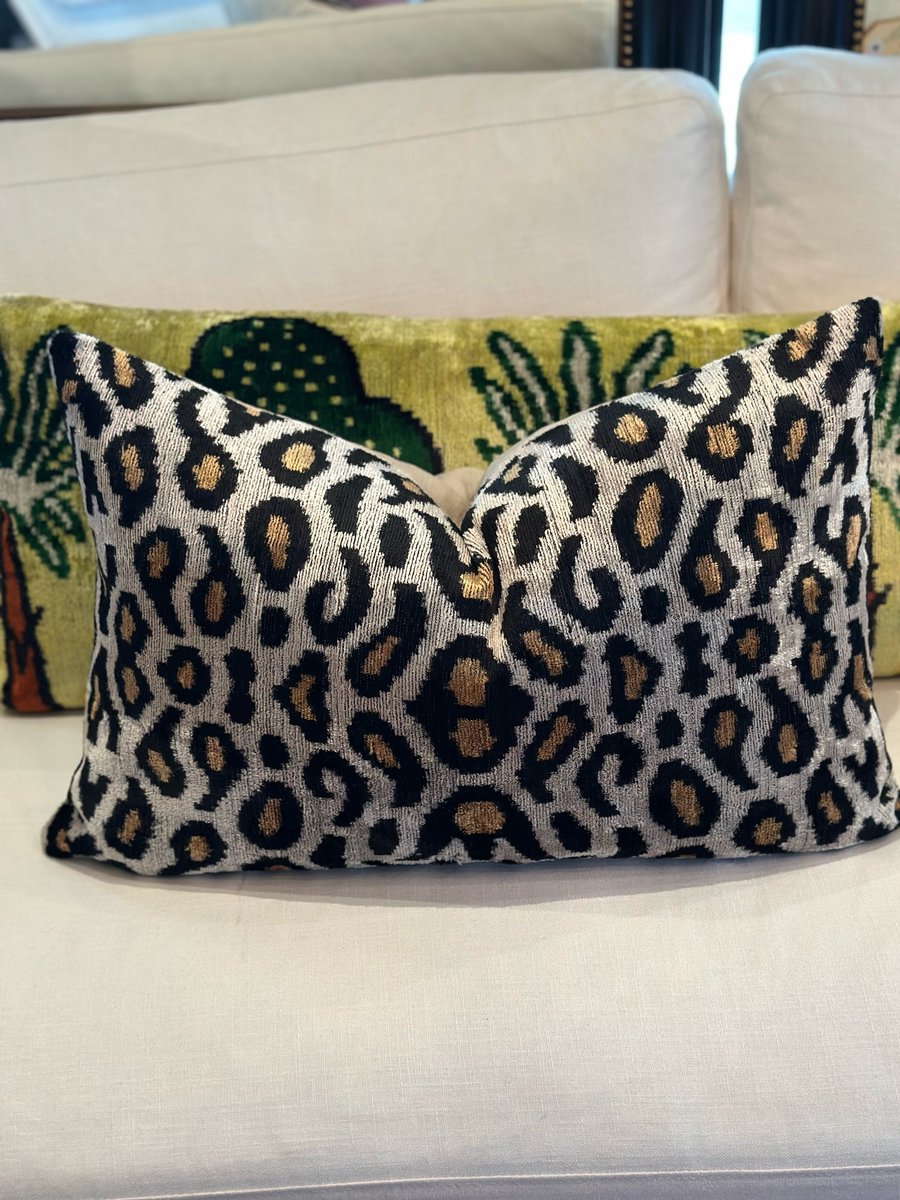 Image of Leopard Ikat Velvet Cushions