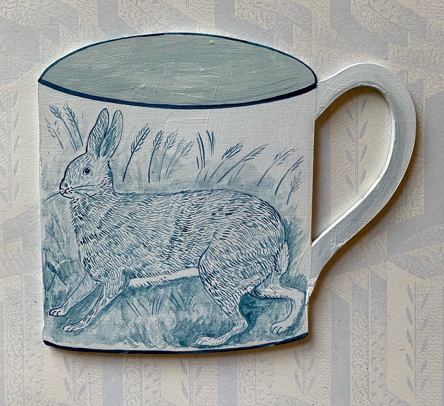 Image of Wooden painted cutout cup: Large Hare 
