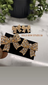 Gold bow ribbon studs 