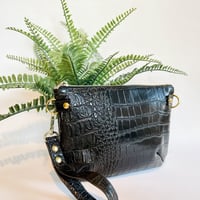Image 1 of The Convertible in Black Croc Vegan Leather