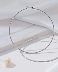 Image 2 of Silver Hoop Earrings