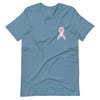 Ribbon with logo Breast Cancer Unisex Staple T-Shirt 