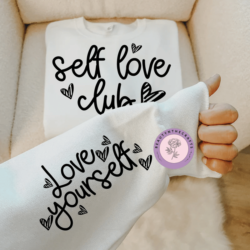 Image of Self Love Club Crewneck w/Sleeve Design