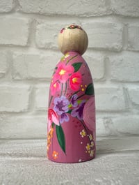 Image 2 of FLORA - Floral patterned Peg Doll