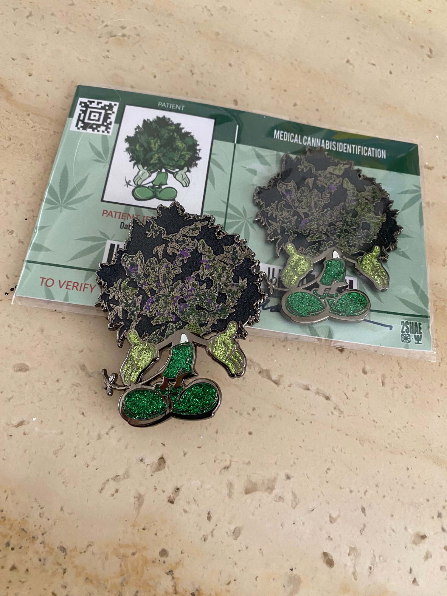 Image of Large Glitter filled “WEEDHEAD” Pin