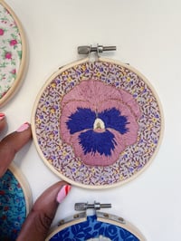 Image 4 of Original Hand Embroidery - Flora’s Pansy No. 1