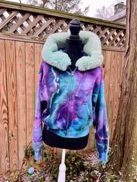 Image 1 of Fur Trimmed Zip Up Hoodie Size Small