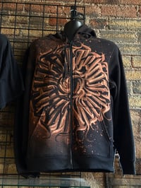 Image 2 of “Create Your Own Way“ Gothic calligraphy bleach art on unisex zip-up hoodie - size L - 1of1