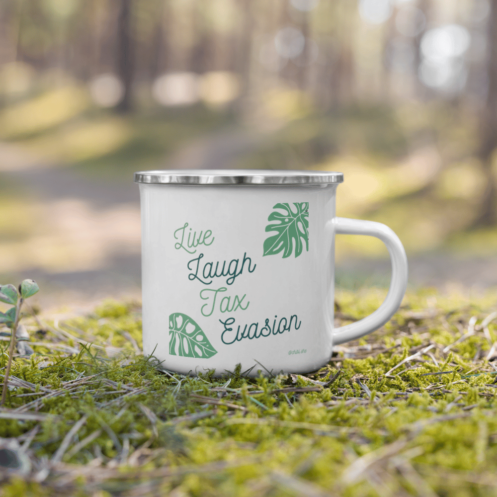 Image of live laugh enamel mug