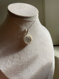 Image 5 of Silver Flower Druzy Agate Slice Crystal Necklace 