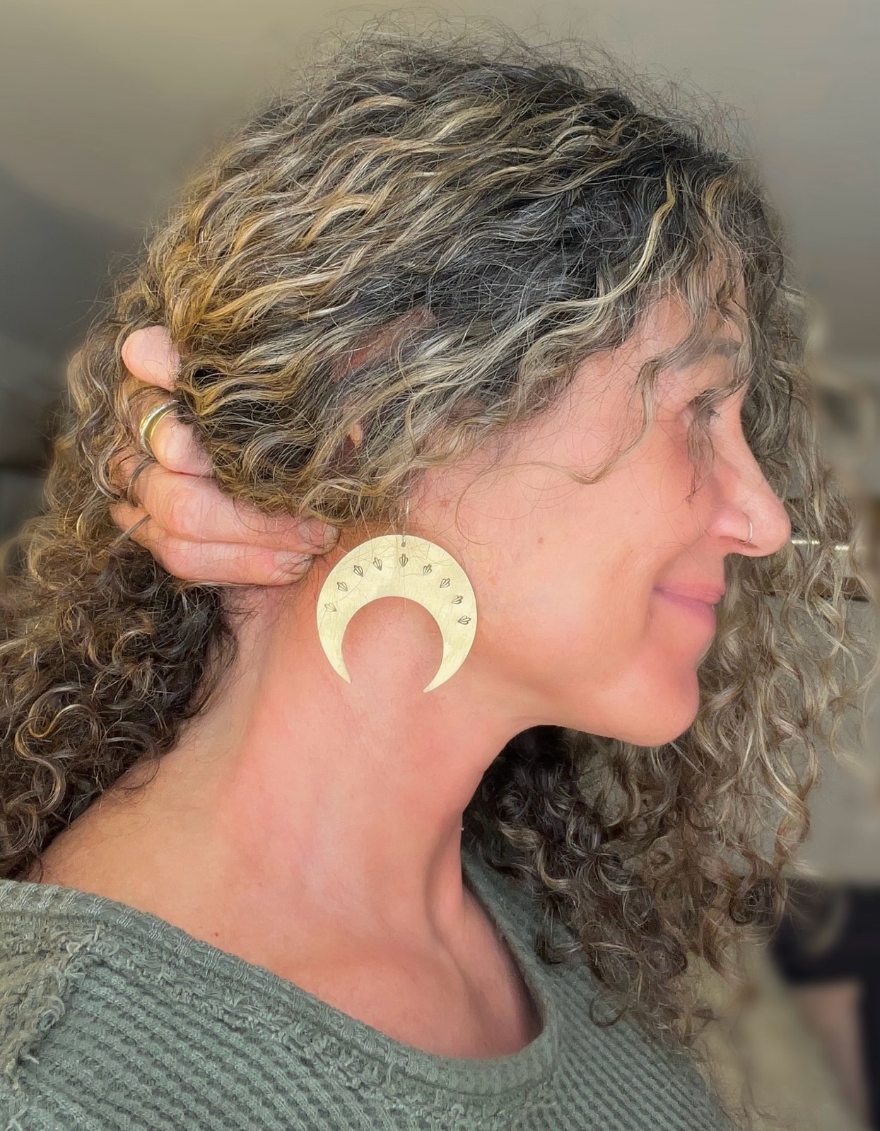 large crescent moon earrings