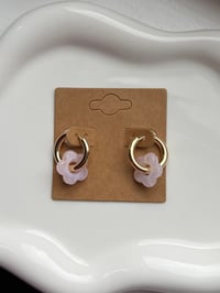 Image 1 of Baby Pink Flower Huggies 18k Gold Plated 