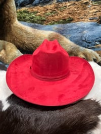 Image 2 of Suede Cowboy Hat Red