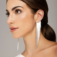 Image 1 of Laser Focus Metal Tassel Earrings 