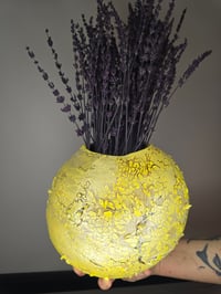 Image 1 of Yellow Crackle Vase #2