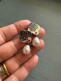 Image 4 of sterling silver and baroque pearl post earrings