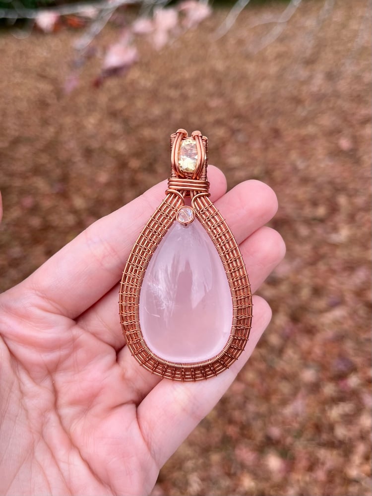 Image of rose quartz x citrine pendant